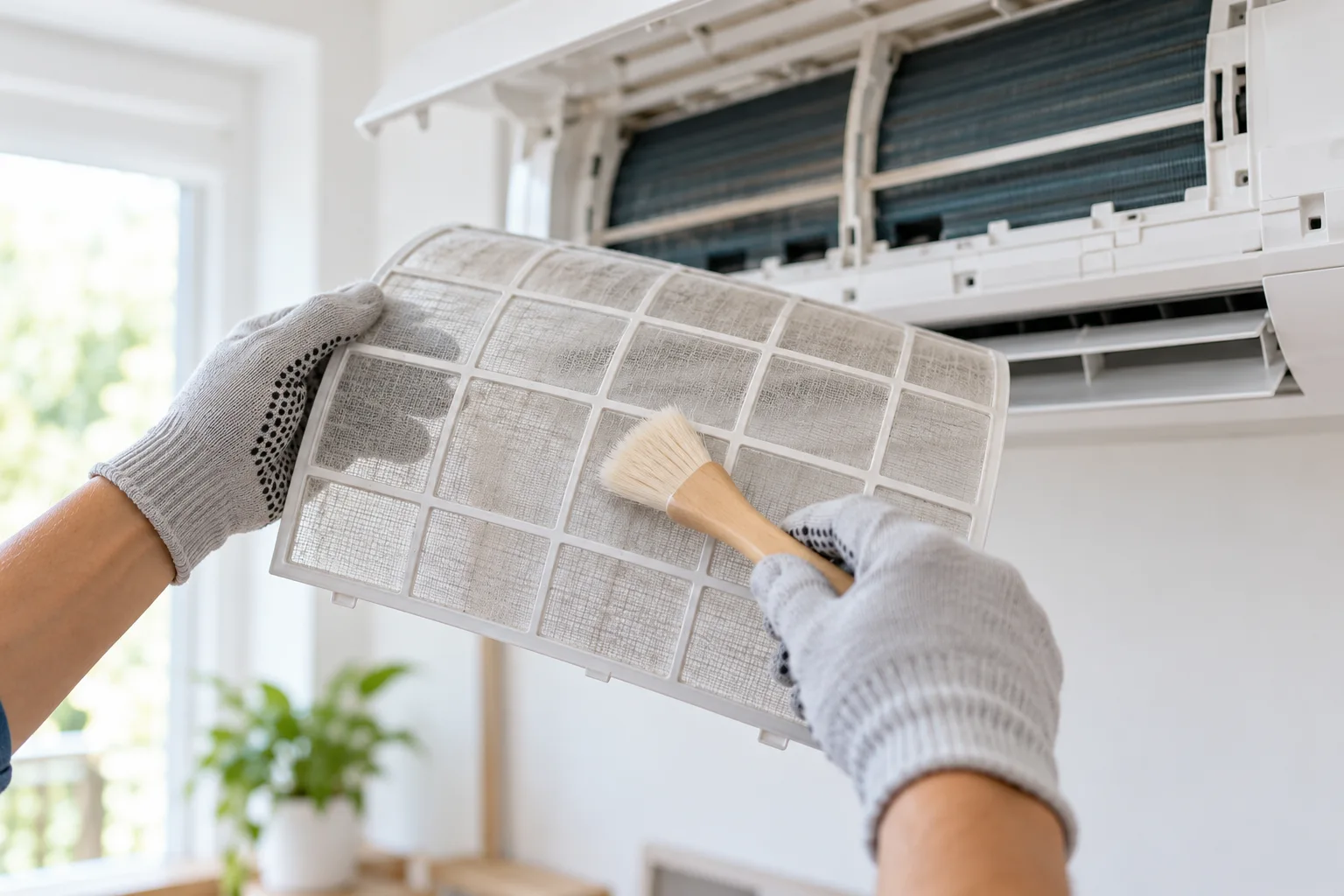 Nettoyage d’un filtre de climatisation — illustration